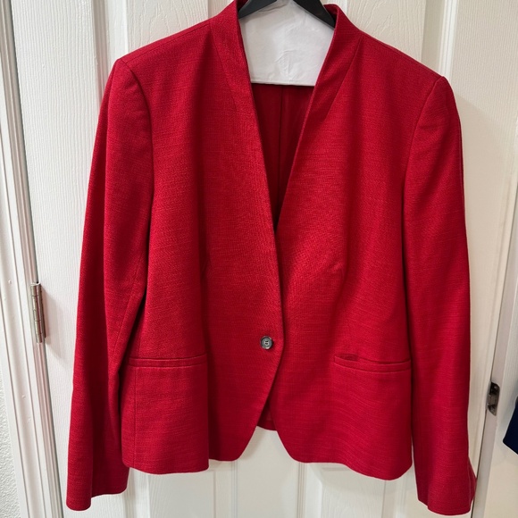 ❤️ Ann Taylor LOFT Red Open-Front Blazer – Size 14, EUC - Picture 1 of 4